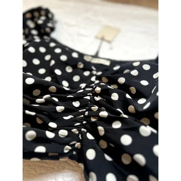 NWT East Order Merci Polka Dot Long Sleeve Top Black/White, Womens Size Large - Picture 2 of 5